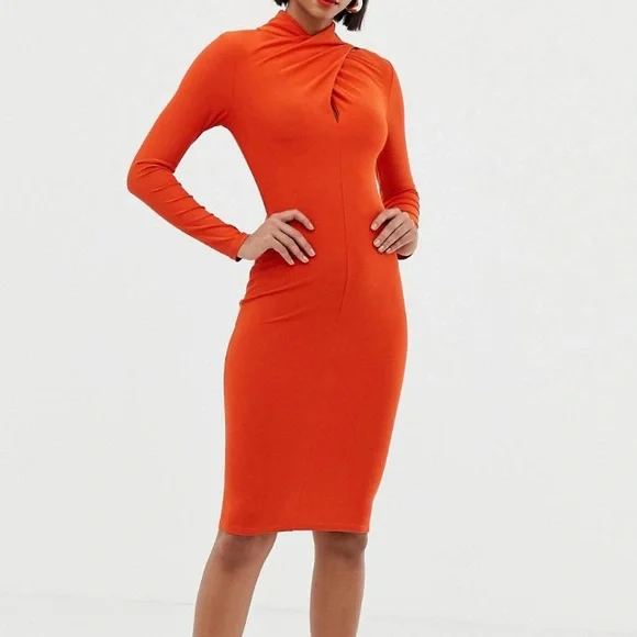 orange keyhole dress Sanaya Keyhole Halter Mini Dress Orange
